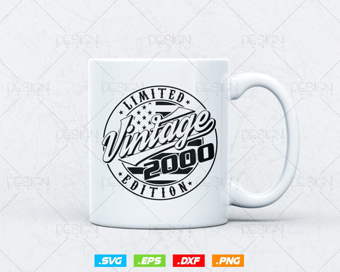 Vintage 2000 Flag Stamp 24th Birthday Svg Png, Birthday 24th Year Old T-Shirt, Limited Edition Svg, Birthday gift svg files for cricut Svg SVG DesignDestine 