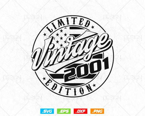 Vintage 2001 Flag Stamp 23rd Birthday Svg Png, Birthday 23rd Year Old T-Shirt, Limited Edition Svg, Birthday gift svg files for cricut Svg SVG DesignDestine 