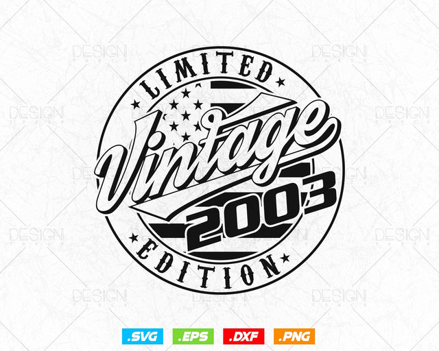 Vintage 2003 Flag Stamp 21st Birthday Svg Png, Birthday 21st Year Old T-Shirt, Limited Edition Svg, Birthday gift svg files for cricut Svg SVG DesignDestine 