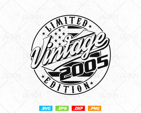 Vintage 2005 Flag Stamp 19th Birthday Svg Png, Birthday 19th Year Old T-Shirt, Limited Edition Svg, Birthday gift svg files for cricut Svg SVG DesignDestine 