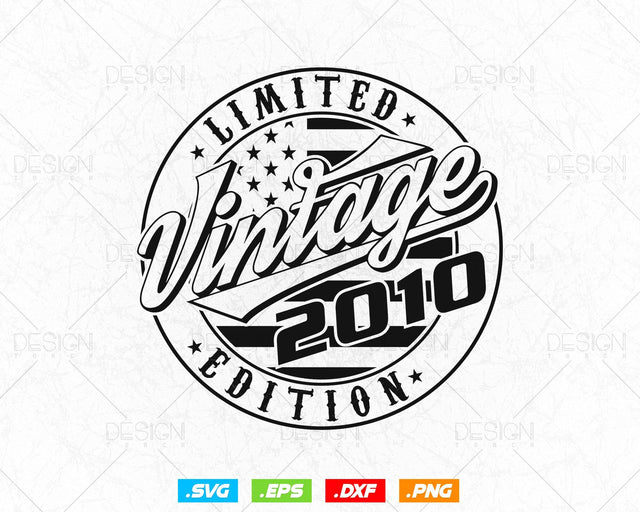 Vintage 2010 Flag Stamp 14th Birthday Svg Png, Official Teenager Svg, Limited Edition Svg, USA Flag, Birthday gift svg files for cricut Svg SVG DesignDestine 