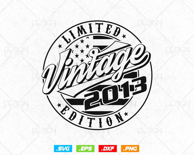 Vintage 2013 Flag Stamp 11th Birthday Svg Png, Birthday 11th Year Old T-Shirt, Limited Edition Svg, Birthday gift svg files for cricut Svg SVG DesignDestine 