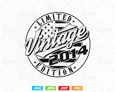 Vintage 2014 Flag Stamp 10th Birthday Svg Png, Birthday 10th Year Old T-Shirt, Limited Edition Svg, Birthday gift svg files for cricut Svg SVG DesignDestine 