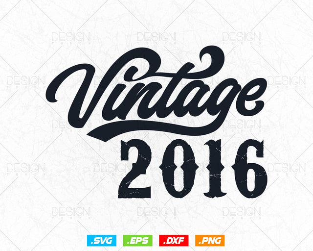Vintage 2016 Birthday Shirt Svg Png, 8th Birthday Svg, Vintage 2016 Shirt, Birthday Gifts For Boy, Birthday Gifts, Svg Files For Cricut SVG DesignDestine 