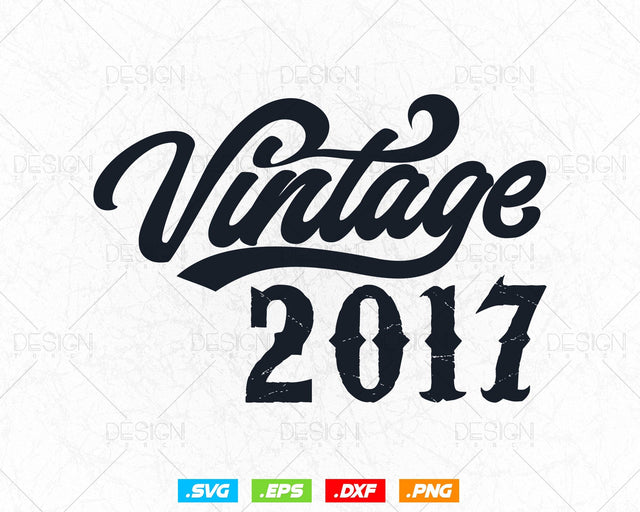 Vintage 2017 Birthday Shirt Svg Png, 7th Birthday Svg, Vintage 2017 Shirt, Birthday Gifts For Boy, Birthday Gifts, Svg Files For Cricut SVG DesignDestine 