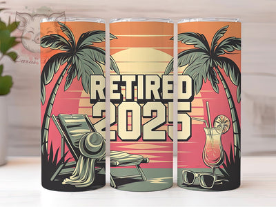 Vintage 2025 Retirement Tumbler, 2025 Retirement Tumbler, 20oz Tumbler Wrap, Retirement Gift Tumbler, Retro Retirement Tumbler, Retired Life Tumbler, Retirement Celebration Tumbler Sublimation Lara' s Designs 
