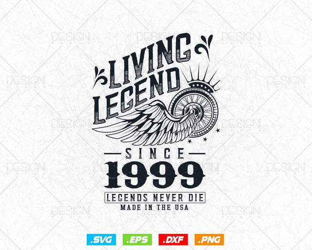 Vintage 25th Birthday Svg Png, Original Parts svg, Living Legend 1999, Legends Never Die, Aged To Perfection, Birthday T shirt Gifts for Boy SVG DesignDestine 