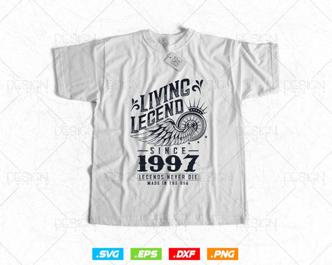 Vintage 27th Birthday Svg Png, Original Parts svg, Living Legend 1997, Legends Never Die, Aged To Perfection, Birthday T shirt Gifts for Boy SVG DesignDestine 