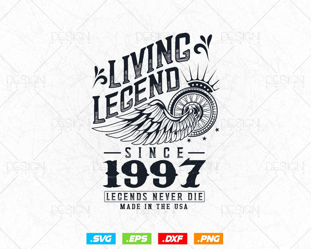 Vintage 27th Birthday Svg Png, Original Parts svg, Living Legend 1997, Legends Never Die, Aged To Perfection, Birthday T shirt Gifts for Boy SVG DesignDestine 