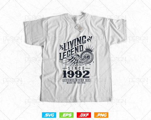 Vintage 32nd Birthday Svg Png, Original Parts svg, Living Legend 1992, Legends Never Die, Aged To Perfection, Birthday T shirt Gifts for Men SVG DesignDestine 