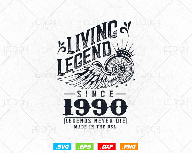 Vintage 34th Birthday Svg Png, Original Parts svg, Living Legend 1990, Legends Never Die, Aged To Perfection, Birthday T shirt Gifts for Men SVG DesignDestine 