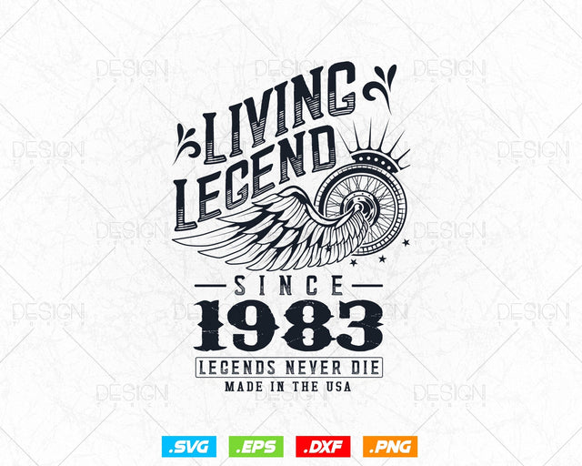 Vintage 41st Birthday Svg Png, Original Parts svg, Living Legend 1983, Legends Never Die, Aged To Perfection, Birthday T shirt Gifts for Men SVG DesignDestine 