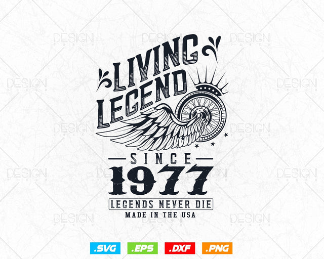 Vintage 47th Birthday Svg Png, Original Parts svg, Living Legend 1977, Legends Never Die, Aged To Perfection, Birthday T shirt Gifts for Men SVG DesignDestine 