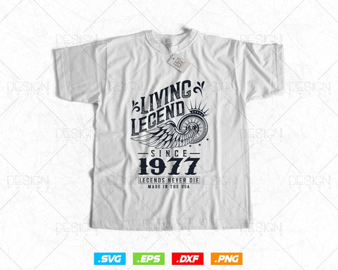 Vintage 47th Birthday Svg Png, Original Parts svg, Living Legend 1977, Legends Never Die, Aged To Perfection, Birthday T shirt Gifts for Men SVG DesignDestine 