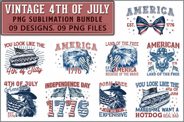 Vintage 4th Of July PNG Bundle Sublimation Shetara Begum 