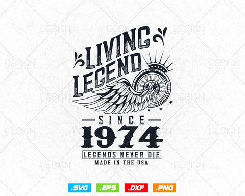 Vintage 50th Birthday Svg Png, Original Parts svg, Living Legend 1974, Legends Never Die, Aged To Perfection, Birthday T shirt Gifts for Men SVG DesignDestine 