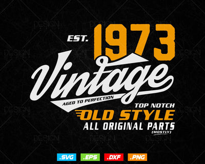 Vintage 51st Birthday Svg Png, Est 1973, Aged to Perfection Svg, Mostly Original Parts Courage T-shirt, 51st Birthday Party, Happy Birthday SVG DesignDestine 