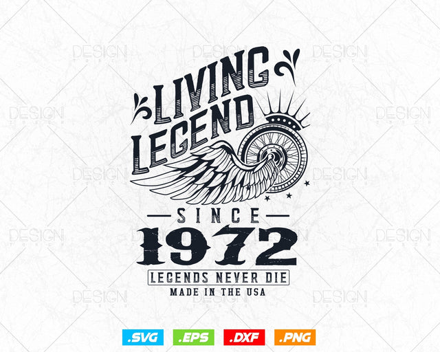 Vintage 52nd Birthday Svg Png, Original Parts svg, Living Legend 1972, Legends Never Die, Aged To Perfection, Birthday T shirt Gifts for Men SVG DesignDestine 