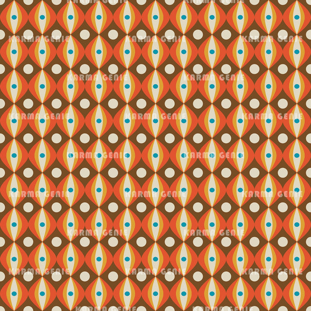 Vintage 60s 70s Brown And Orange Retro Mid Century Pattern Digital Paper Digital Pattern Karma Genie Graphics 