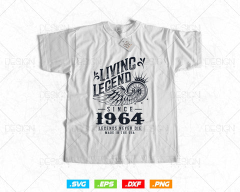Vintage 60th Birthday Svg Png, Original Parts svg, Living Legend 1964, Legends Never Die, Aged To Perfection, Birthday T shirt Gifts for Men SVG DesignDestine 
