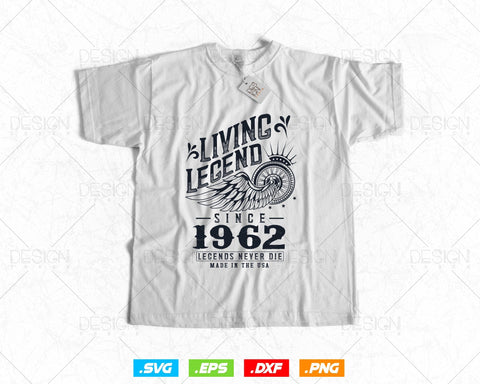 Vintage 62nd Birthday Svg Png, Original Parts svg, Living Legend 1962, Legends Never Die, Aged To Perfection, Birthday T shirt Gifts for Men SVG DesignDestine 