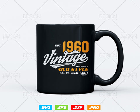 Vintage 64th Birthday Svg Png, Est 1960, Aged to Perfection Svg, Mostly Original Parts Courage T-shirt, 64th Birthday Party, Happy Birthday SVG DesignDestine 