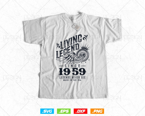 Vintage 65th Birthday Svg Png, Original Parts svg, Living Legend 1959, Legends Never Die, Aged To Perfection, Birthday T shirt Gifts for Men SVG DesignDestine 