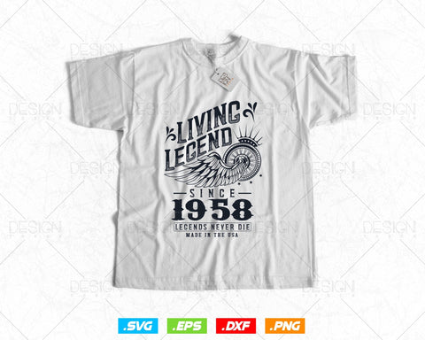 Vintage 66th Birthday Svg Png, Original Parts svg, Living Legend 1958, Legends Never Die, Aged To Perfection, Birthday T shirt Gifts for Men SVG DesignDestine 