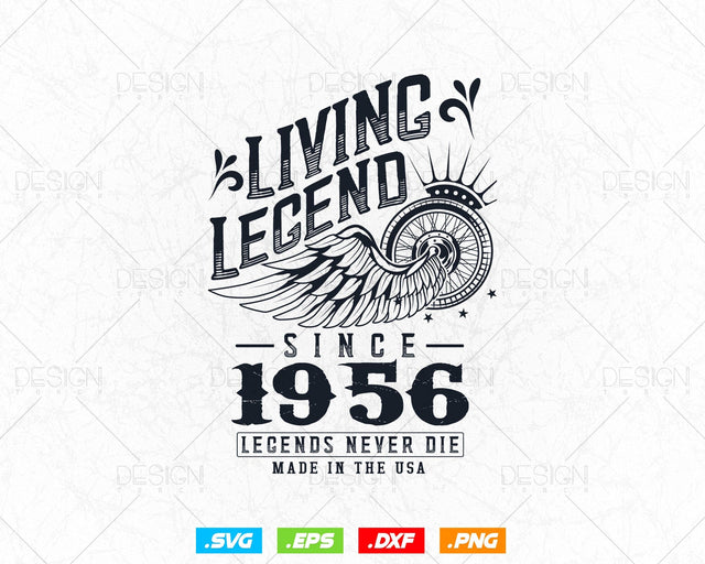 Vintage 68th Birthday Svg Png, Original Parts svg, Living Legend 1956, Legends Never Die, Aged To Perfection, Birthday T shirt Gifts for Men SVG DesignDestine 