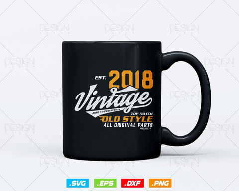 Vintage 6th Birthday Svg Png, Est 2018, Aged to Perfection Svg, Mostly Original Parts Courage T-shirt, 6th Birthday Party, Happy Birthday SVG DesignDestine 