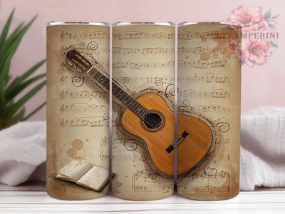 Vintage Acoustic Guitar Music 20oz Tumbler, Acoustic Guitar, Vintage Music, Guitar Design, Sublimation Wrap, 20oz Tumbler, Retro Aesthetic, Artistic Charm Sublimation Li Zamperini 