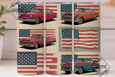Vintage American Car Tumbler Wrap Sublimation sassyprint 