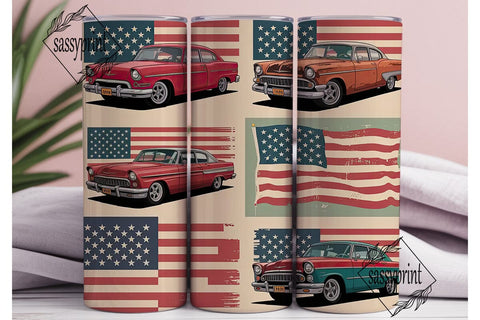 Vintage American Car Tumbler Wrap Sublimation sassyprint 