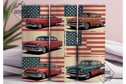 Vintage American Car Tumbler Wrap Sublimation sassyprint 
