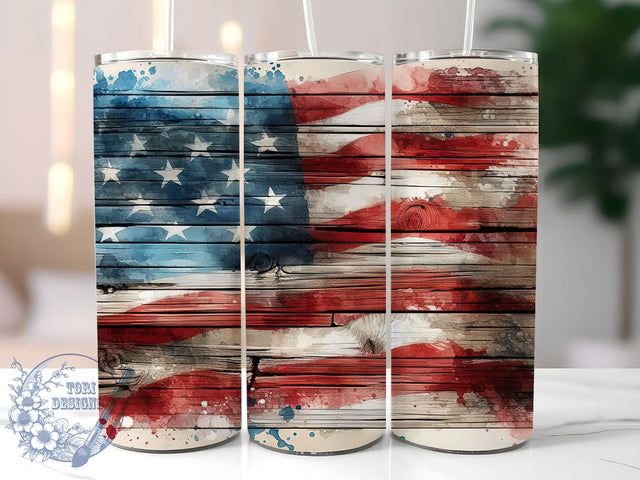 Vintage American Flag 20oz Skinny Tumbler, 4th of July Tumbler Png, Straight & Tapered Tumbler Wrap, Instant Digital Download Sublimation ToriDesigns 
