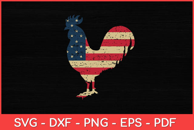 Vintage American Flag Distressed Rooster Svg Design SVG artprintfile 