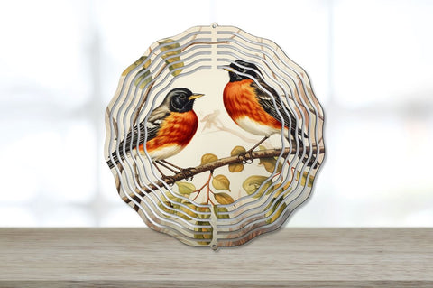 Vintage American Robin Birds Wind Spinner Sublimation Sublimation Regulrcrative 