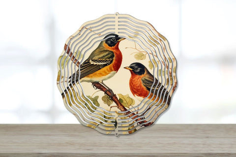 Vintage American Robin Birds Wind Spinner Sublimation Sublimation Regulrcrative 