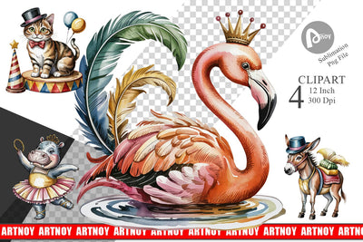 Vintage Animal Circus Clipart Sublimation artnoy 