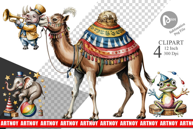 Vintage Animal Circus Clipart Sublimation artnoy 