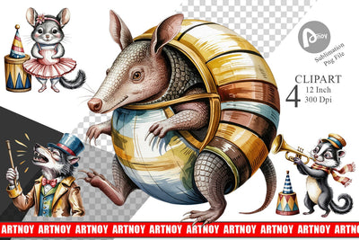 Vintage Animal Circus Clipart Sublimation artnoy 