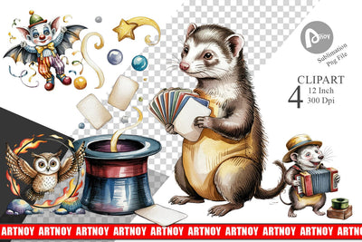 Vintage Animal Circus Clipart Sublimation artnoy 