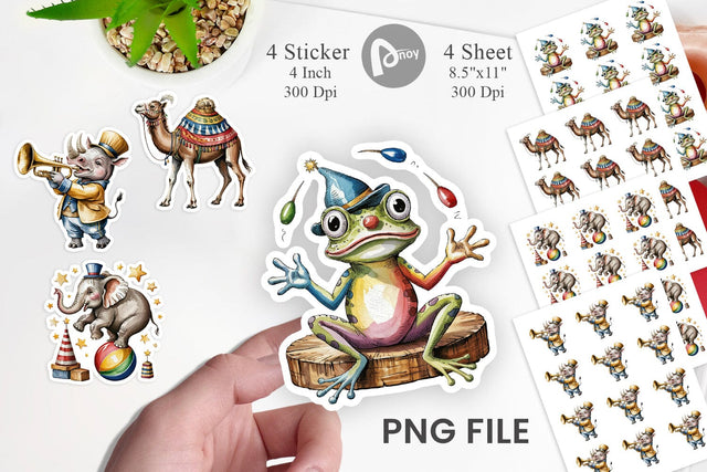 Vintage Animal Circus Sticker Sublimation artnoy 