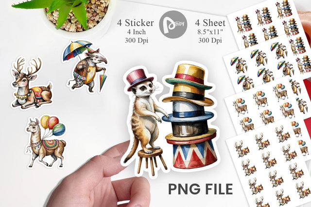 Vintage Animal Circus Sticker Sublimation artnoy 