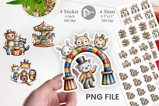 Vintage Animal Circus Sticker Sublimation artnoy 