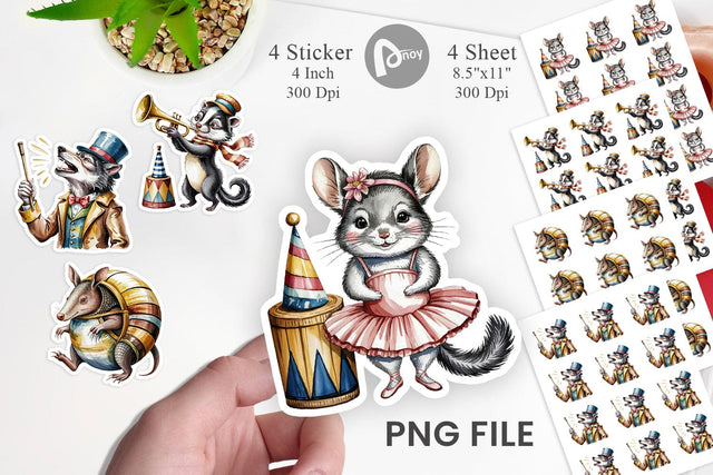 Vintage Animal Circus Sticker Sublimation artnoy 