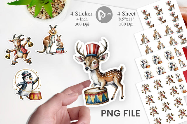 Vintage Animal Circus Sticker Sublimation artnoy 