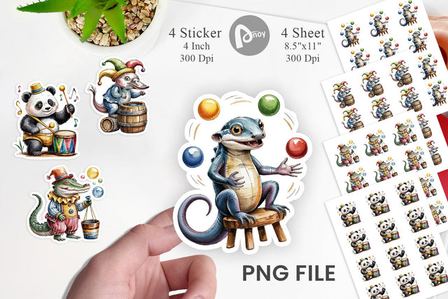 Vintage Animal Circus Sticker Sublimation artnoy 