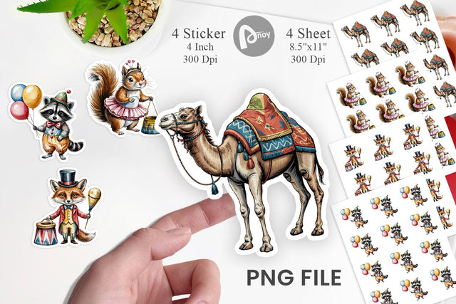 Vintage Animal Circus Sticker Sublimation artnoy 