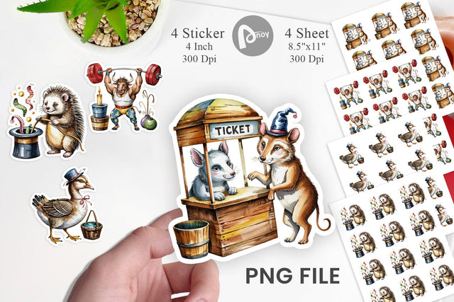 Vintage Animal Circus Sticker Sublimation artnoy 